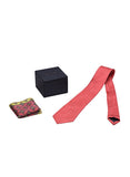 Chokore Marsela color Silk Tie & Red & Light Green Silk Pocket Square set