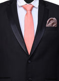 Chokore Rose Pink color silk tie & Grey and Red Silk Pocket Square set
