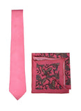 Chokore Magenta color Silk Tie & Magenta & Blue Silk Pocket Square set