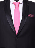 Chokore Magenta color Silk Tie & Magenta & Blue Silk Pocket Square set