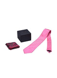 Chokore Magenta color Silk Tie & Magenta & Blue Silk Pocket Square set