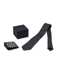 Chokore Black color silk tie & Black Benares silk pocket square set