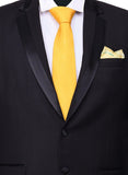 Chokore Yellow color silk tie & Orange & Sea Green Silk Pocket Square set