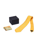 Chokore Yellow color silk tie & Orange & Sea Green Silk Pocket Square set