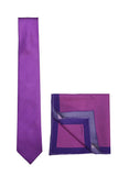 Chokore Purple color silk tie & Magenta & PurpleSilk  Pocket Square set