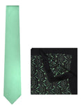 Chokore Sea Green color Silk Tie & Black & Dark Sea Green Silk Pocket Square set