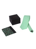 Chokore Sea Green color Silk Tie & Black & Dark Sea Green Silk Pocket Square set