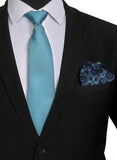 Chokore Blue Color Silk Tie & Blue color Silk Pocket Square from Indian At Heart line set