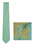 Chokore Sea Green color Silk Tie & Light Green Silk Pocket Square set
