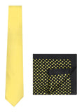 Chokore Yellow color silk tie & Yellow & Black Silk Pocket Square set