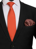 Chokore Red color Plain Silk Tie & Red & Navy Blue floral print pure silk pocket square set
