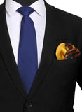 Chokore Navy Blue color Silk Tie & Double-sided Red & Yellow Silk Pocket Circle set