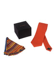 Chokore Red color silk tie & Double-sided Red & Yellow Silk Pocket Circle set