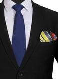Chokore Navy Blue color Silk Tie & Printed Pocket square, in stripes with two designs set