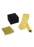 Chokore Yellow color silk tie & Two-in-one Yellow & Light Grey Silk Pocket Square set