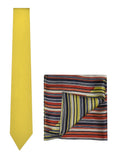 Chokore Yellow color silk tie & Two-in-one Red & Yellow Silk Pocket Square set