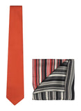 Chokore Red color silk tie & 2-in-1 Red & Black Silk Pocket Square set