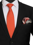Chokore Red color silk tie & 2-in-1 Red & Black Silk Pocket Square set