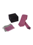Chokore Pink color silk tie & Pink & Light Grey Pure Silk Pocket Square set