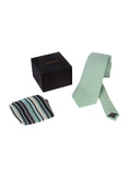 Chokore Sea Green color Silk Tie & Two-in-one Pink & Light Silk Pocket Square set