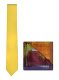Chokore Yellow color silk tie & Multicolor Silk Pocket Square set