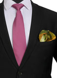 Chokore Pink color silk tie & Multicolor Pure Silk Pocket Square set
