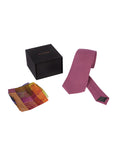 Chokore Pink color silk tie & Multicolor Pure Silk Pocket Square set
