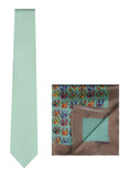 Chokore Sea Green color Silk Tie & Multi-coloured Elephants Silk Pocket Square set