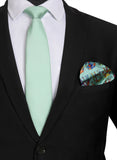Chokore Sea Green color Silk Tie & Multi-coloured Elephants Silk Pocket Square set