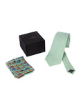 Chokore Sea Green color Silk Tie & Multi-coloured Elephants Silk Pocket Square set