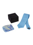 Chokore Light Blue color Plain Silk Tie & Light Blue silk pocket square set
