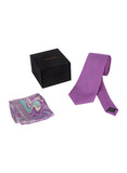 Chokore Deep Purple color Silk Tie & Purple Silk Pocket Square set