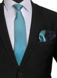 Chokore Blue Color Silk Tie & Two-in-one Navy & Light Blue Silk Pocket Square set