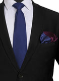 Chokore Navy Blue color Silk Tie & Two-in-one Burgundy & Blue Pure Satin Silk Pocket Square set