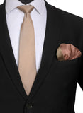 Chokore Beige color Plain Silk Tie & Two-in-one Beige & Marsela silk pocket square set