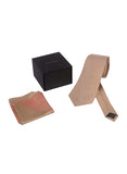 Chokore Beige color Plain Silk Tie & Two-in-one Beige & Marsela silk pocket square set