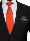 Chokore Red color Plain Silk Tie & Double-sided Black & White color Silk Pocket Circle set