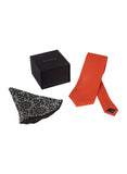 Chokore Red color Plain Silk Tie & Double-sided Black & White color Silk Pocket Circle set