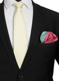 Chokore Off White color Silk Tie & Double-sided Multicolor Silk Pocket Circle set