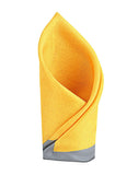 Chokore Orange and Grey Silk Pocket Square - Squared line
