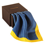 Chokore Blue & Tangerine Silk Pocket Squares - Squared line