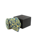 Chokore Blue & Lemon Green Silk Tie - Indian at Heart line