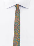 Sea Green & Orange Silk Tie - Indian At Heart line