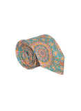 Sea Green & Orange Silk Tie - Indian At Heart line