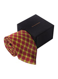 Chokore Red and Lemon Green Silk Tie - Plaids line