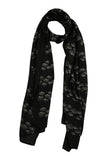 Printed Black & White Silk Stole for Women