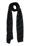 Printed Navy Blue & Red Silk Stole for Women