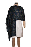 Printed Navy Blue & Red Silk Stole for Women