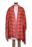 Printed Red & Orange Silk Stole for Women