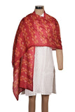Printed Red & Orange Silk Stole for Women